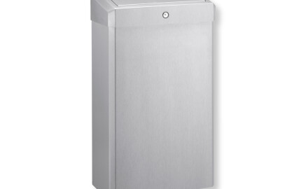 30-Liter-Abfalleimer mit Klappdeckel, Serie R1 / gebürsteter Edelstahl
