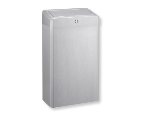 30-Liter-Abfalleimer mit Klappdeckel, Serie R1 / gebürsteter Edelstahl