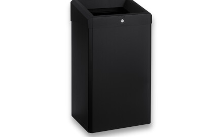Abfalleimer 49 l mit offenem Deckel, Serie R1 / Edelstahl, mattschwarz