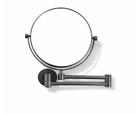 Kosmetikspiegel, gerade, 3-fache Vergrößerung, rund, schwenkbar, mit doppeltem beweglichem Arm / mattschwarz