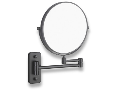 Kosmetikspiegel, gerade, 3-fache Vergrößerung, rund, schwenkbar, doppelter beweglicher Arm / mattschwarz