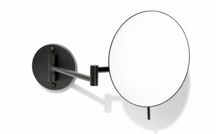 Kosmetikspiegel mit 3-facher Vergrößerung, rund, klappbar, mit doppeltem schwenkbarem Arm / mattschwarz