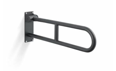 Stützhandlauf für Menschen mit Behinderungen, Ø 32, gebogen, klappbar, STANDARD – 70 cm / Edelstahl, mattschwarz