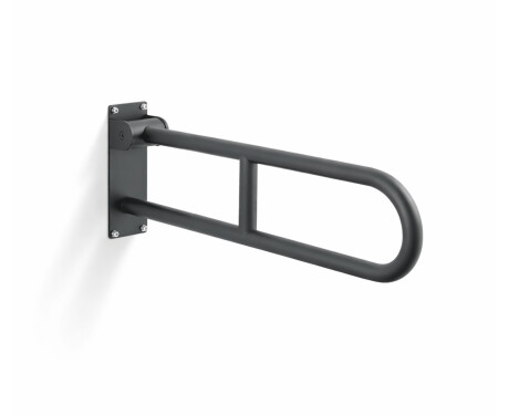 Stützhandlauf für Menschen mit Behinderungen, Ø 32, gebogen, klappbar, STANDARD – 70 cm / Edelstahl, mattschwarz