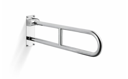 Stützhandlauf für Menschen mit Behinderungen, Ø 32, gebogen und schwenkbar, STANDARD – 70 cm / polierter Edelstahl