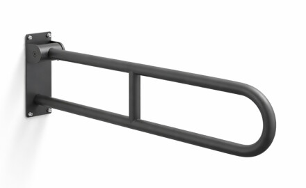 Stützhandlauf für Menschen mit Behinderungen, Ø 32, gebogen und schwenkbar, STANDARD – 80 cm / Edelstahl, mattschwarz