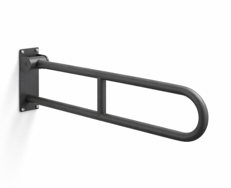 Stützhandlauf für Menschen mit Behinderungen, Ø 32, gebogen und schwenkbar, STANDARD – 80 cm / Edelstahl, mattschwarz