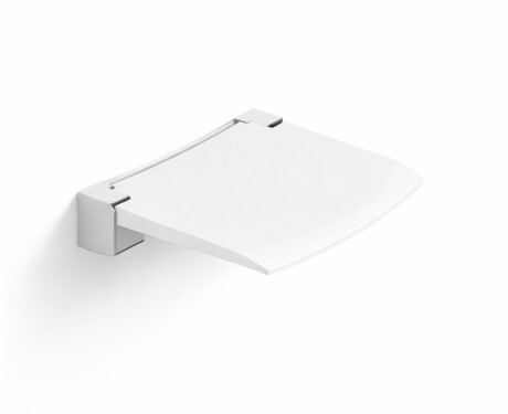 Klappbarer Duschsitz / mattweiß, Chrom