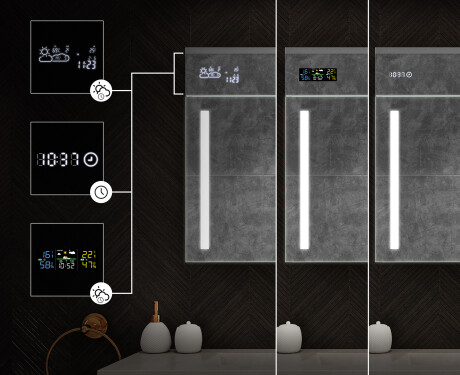 Badezimmerschrank mit LED-Spiegel L02 Emily 66,5 x 72 cm in der Farbe Oslo-Eiche #4