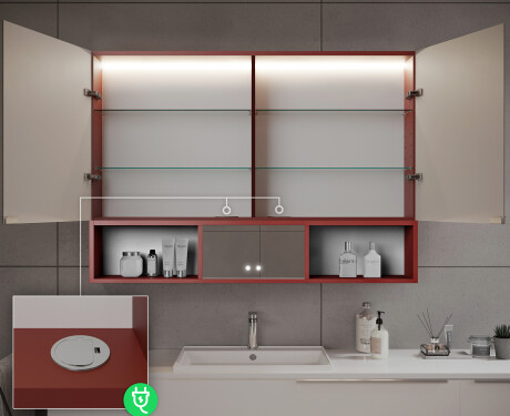 Bad Spiegelschrank Emma mit LED Beleuchtung - 2-türig 100 x 72cm #10