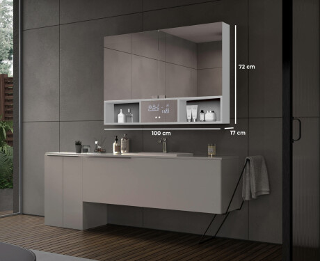 Bad Spiegelschrank Emma mit LED Beleuchtung - 2-türig 100 x 72cm #2