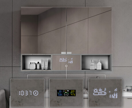 Bad Spiegelschrank Emma mit LED Beleuchtung - 2-türig 100 x 72cm #8