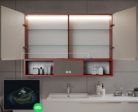 Bad Spiegelschrank Emma mit LED Beleuchtung - 2-türig 100 x 72cm #9