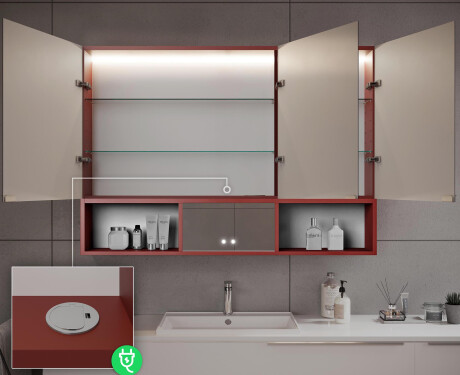 Bad Spiegelschrank Emma mit LED Beleuchtung - 3-türig 100 x 72cm #10
