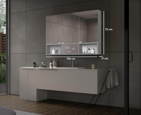 Bad Spiegelschrank Emma mit LED Beleuchtung - 3-türig 100 x 72cm #2