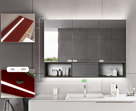 Bad Spiegelschrank Emma mit LED Beleuchtung - 3-türig 100 x 72cm #7