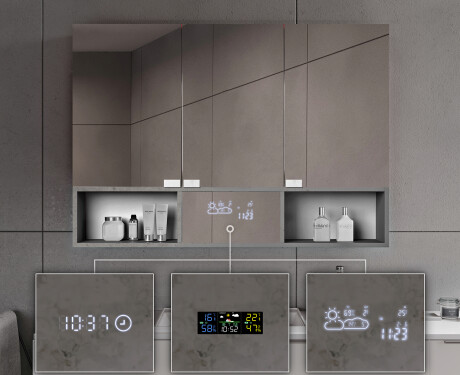 Bad Spiegelschrank Emma mit LED Beleuchtung - 3-türig 100 x 72cm #8