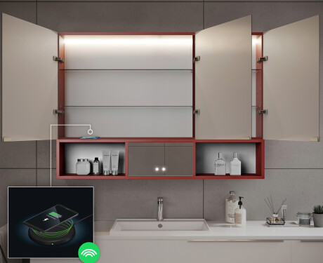 Bad Spiegelschrank Emma mit LED Beleuchtung - 3-türig 100 x 72cm #9