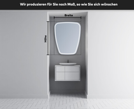 Unregelmäßiger asymmetrischer Spiegel mit LED Beleuchtung Z223 #5