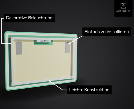 Abgerundeter Badspiegel mit LED Beleuchtung L67 #3