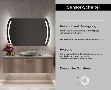 Abgerundeter Badspiegel mit LED Beleuchtung L67 #6