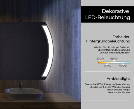 Abgerundeter Badspiegel mit LED Beleuchtung L68 #4