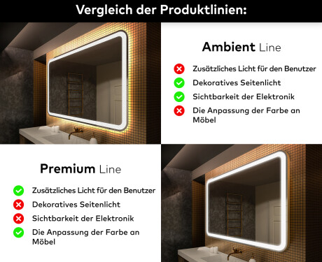 Abgerundeter Badspiegel mit LED Beleuchtung L141 #2