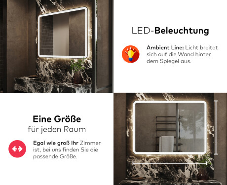 Abgerundeter Badspiegel mit LED Beleuchtung L141 #5