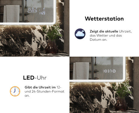 Abgerundeter Badspiegel mit LED Beleuchtung L141 #7