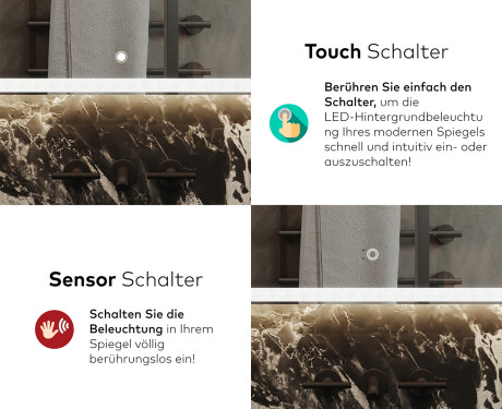 Abgerundeter Badspiegel mit LED Beleuchtung L141 #9