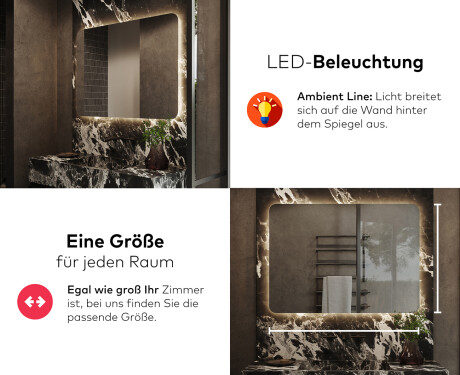 Abgerundeter Badspiegel mit LED Beleuchtung L142 #5