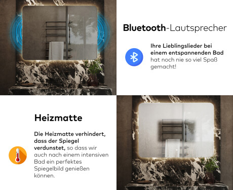 Abgerundeter Badspiegel mit LED Beleuchtung L142 #6