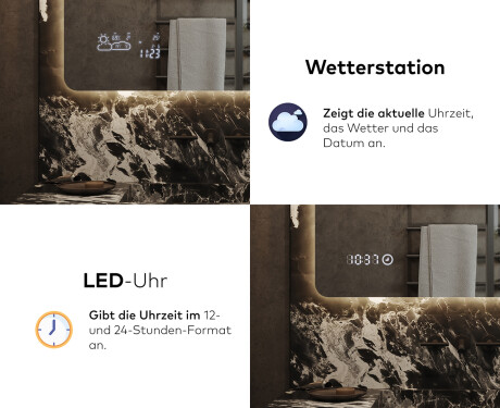 Abgerundeter Badspiegel mit LED Beleuchtung L142 #7