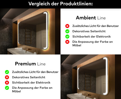 Abgerundeter Badspiegel mit LED Beleuchtung L144 #2