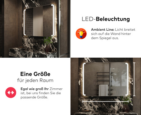 Abgerundeter Badspiegel mit LED Beleuchtung L144 #5
