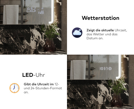 Abgerundeter Badspiegel mit LED Beleuchtung L144 #7