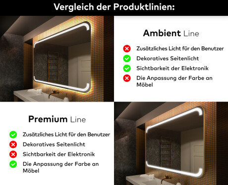 Abgerundeter Badspiegel mit LED Beleuchtung L145 #2