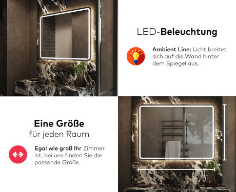 Abgerundeter Badspiegel mit LED Beleuchtung L147 #5