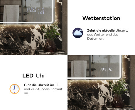 Abgerundeter Badspiegel mit LED Beleuchtung L147 #7