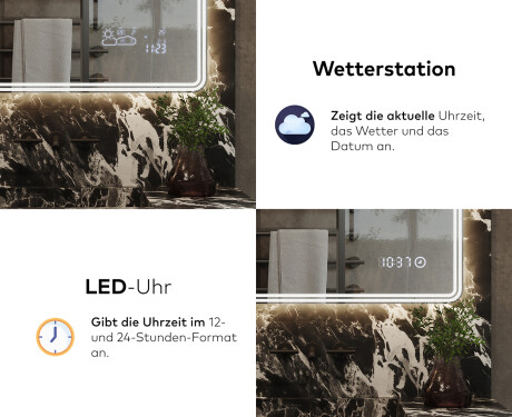 Abgerundeter Badspiegel mit LED Beleuchtung L148 #7